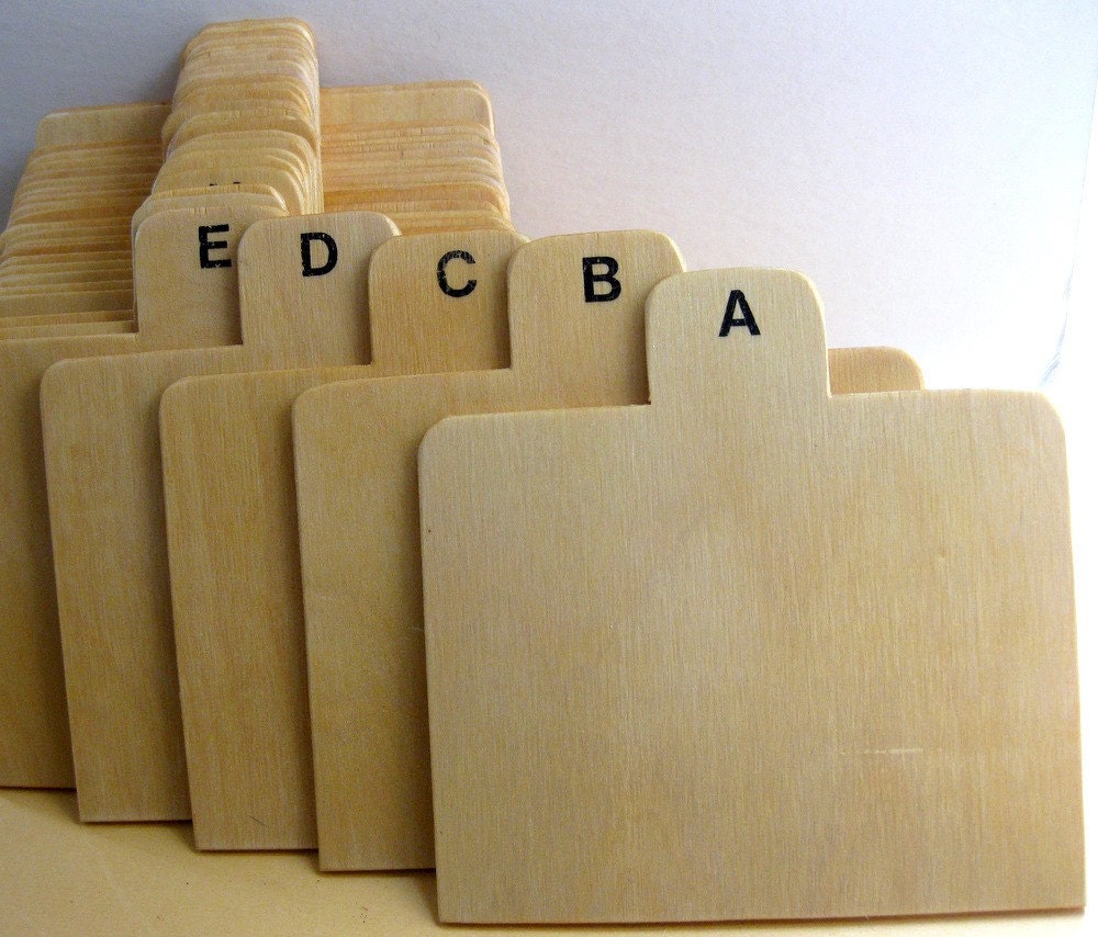 Treasury Pick Vintage Alphabet Wood File Dividers Large A