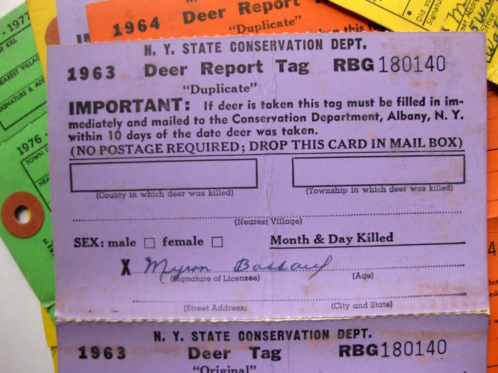 Vintage Deer and Bear Hunting Tags NY 3 Ephemera for