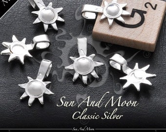 40 Sun And Moon Bails - Small Silver Plated Bails - SSBS