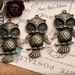 3 Vintage Style Owl Pendants in Antique Brass Finish - Cute Antiqued Bronze Victorian Design