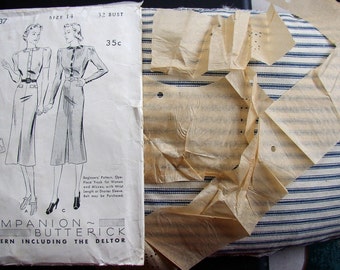ADORABLE C 1950 DRESS, FROCK PATTERN, STYLISH, BEGINNER, BUTTERICK