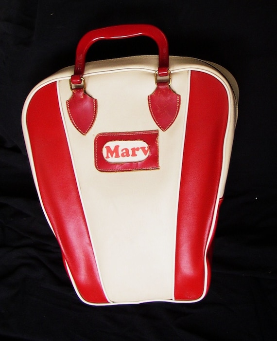 COOL VINTAGE BOWLING BAG RETRO VINYL M A R by JunqueInTheTrunque