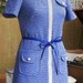 VINTAGE RETRO MINIDRESS, shirt dress, poly knit, 70 s, cool blue, belt, pockets, Brady Bunch style charm