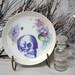 Vintage Skull Plate Victorian handpainted porcelain Violet and lilac OOAK Altered vintage plate
