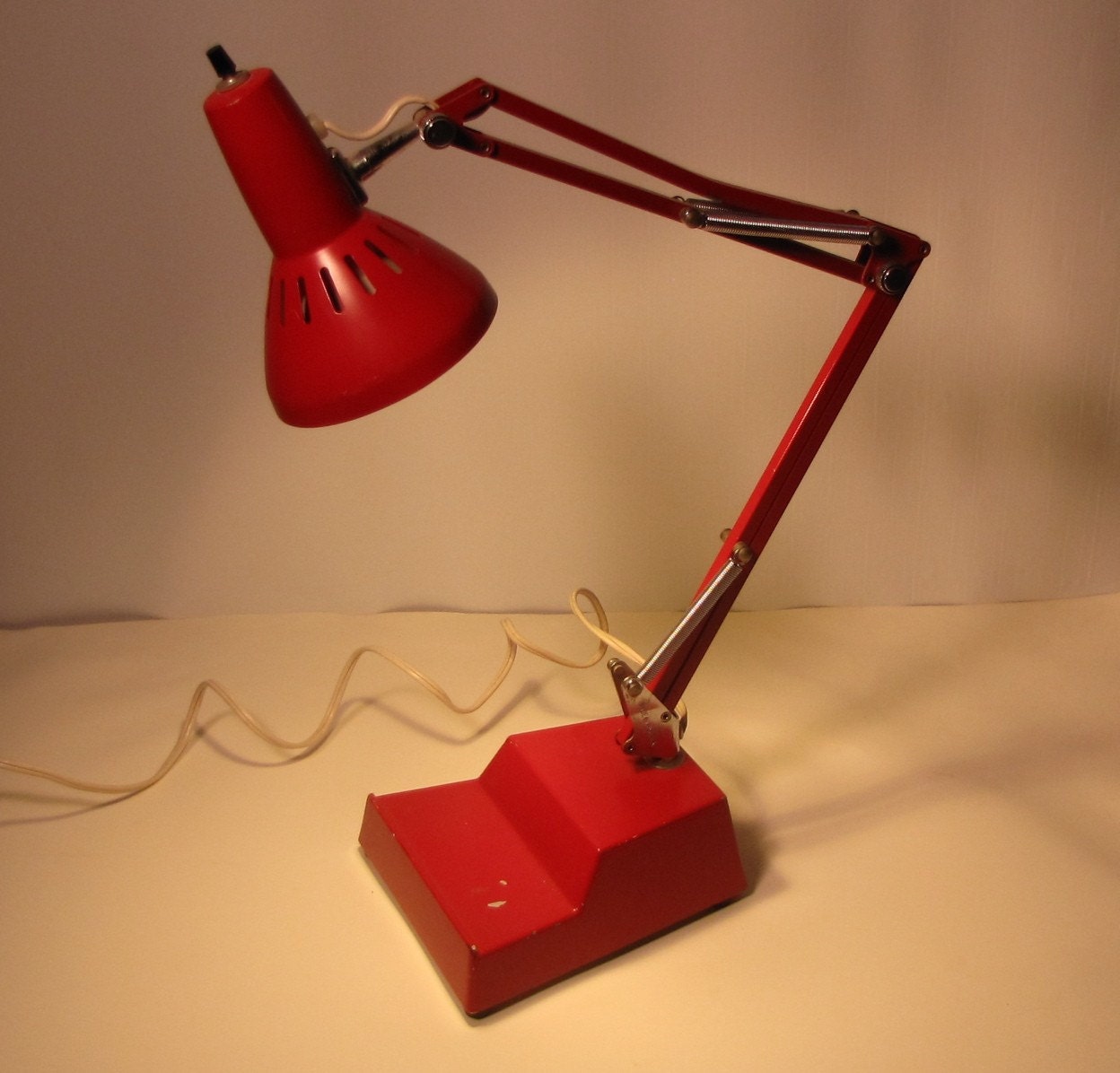 Vintage Cherry Red LEDU pixar Desk Lamp Anglepoise style Mid