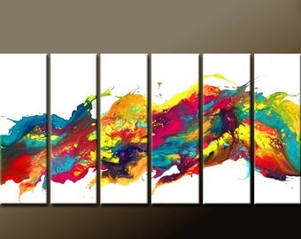 Custom 6pc Abstract Canvas Art Painting - 60x30 Contemporary Original Modern Art by Destiny Womack - dWo - MADE TO ORDER