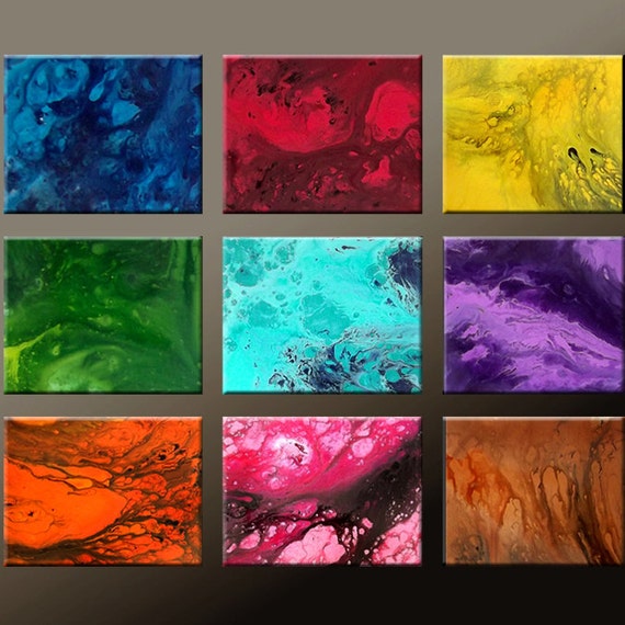 9pc Abstract Canvas Art Set 30 Contemporary Original