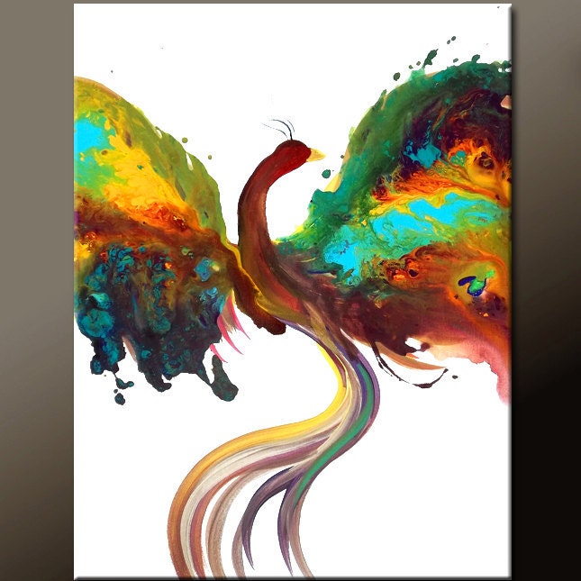 Abstract Phoenix Bird Painting Original Contemporary Art on