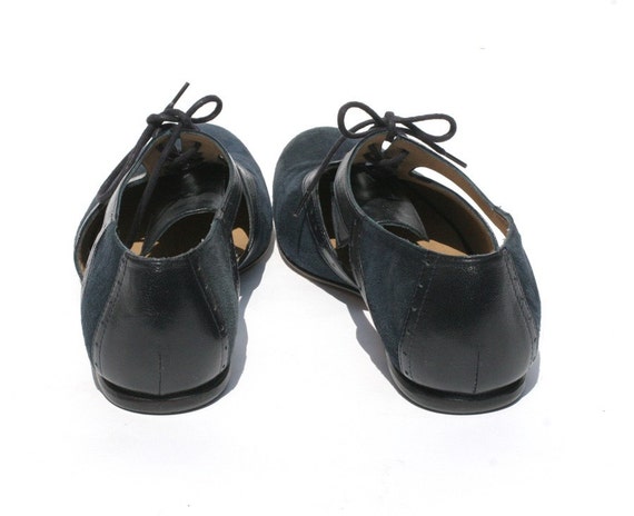 size 8.5 blue suede CUT OUT oxford shoes 39.5