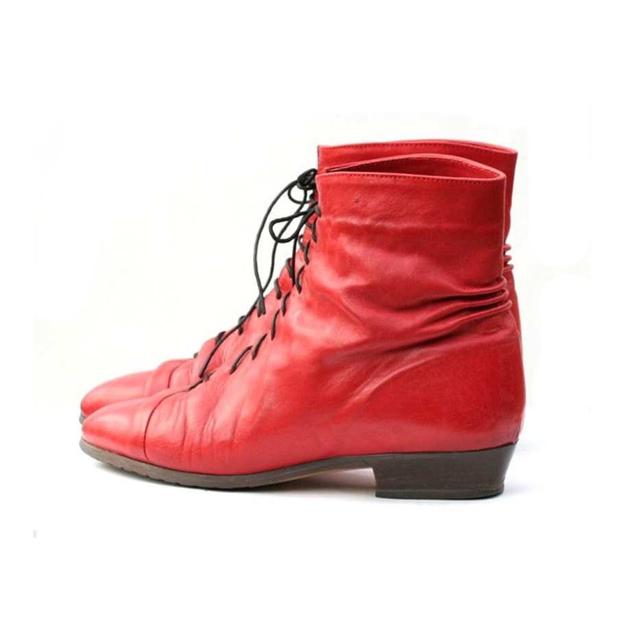 red leather ankle boots size 10