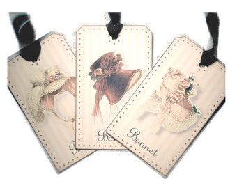 Jane Austen Gift Tags Regency Bonnet Gift Tag Pale Shabby Pink