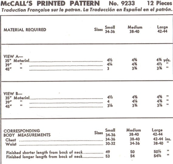 1950s Mens Nightshirt Pattern McCalls 9223 Mens Collared or