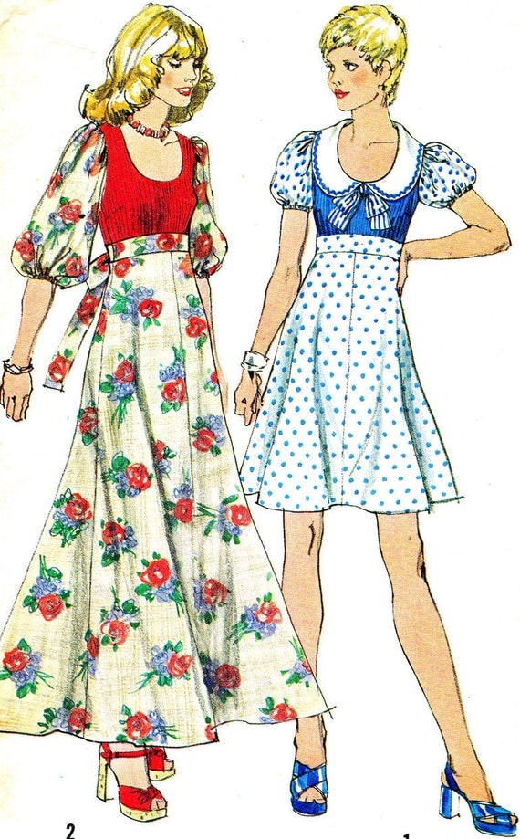 Vintage Sewing Pattern 1970s Simplicity 6267 Boho Maxi Dress