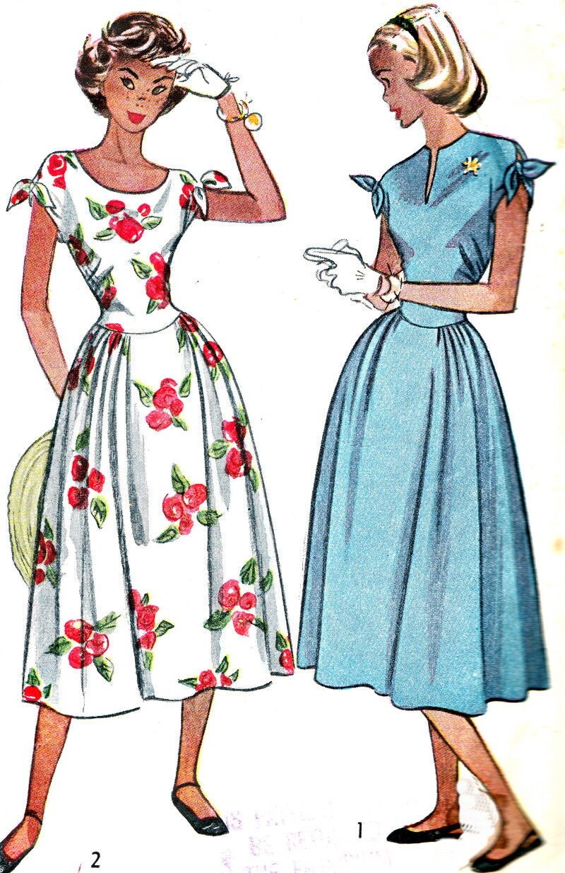 Vintage Sewing Pattern 1940s Simplicity 2438 Sundress with