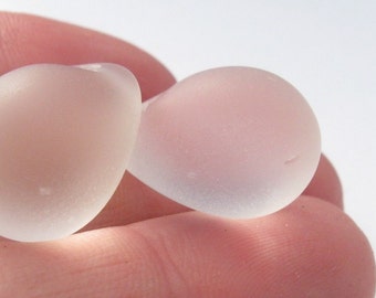 Frosted Clear Czech Glass Smooth Teardrops 15x20mm 2pk