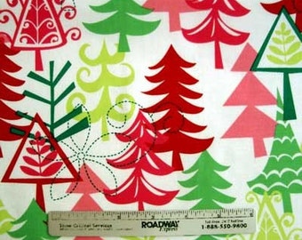 Michael Miller YULE TREES Holiday Quilt Fabric 1 Yard Christmas Tree White