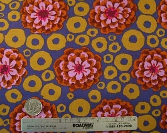 Kaffe Fassett BUBBLE FLOWER DUSK Gp97 Purple Quilt Fabric by the Yard, Half Yard, or Fat Quarter Fq Floral Flower Ochre