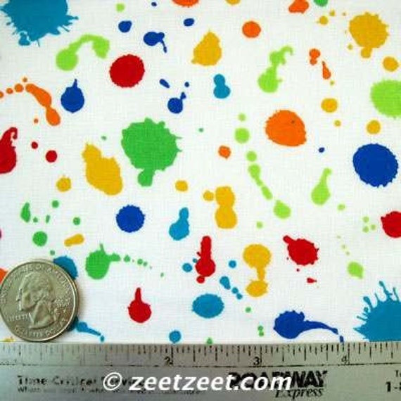 Michael Miller SPLAT WHITE Paint Splatter Fabric 1 Yard