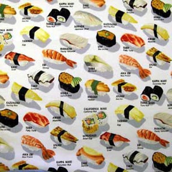 SUSHI Fabric Japanese Japan Oriental Quilt Fabric Realistic