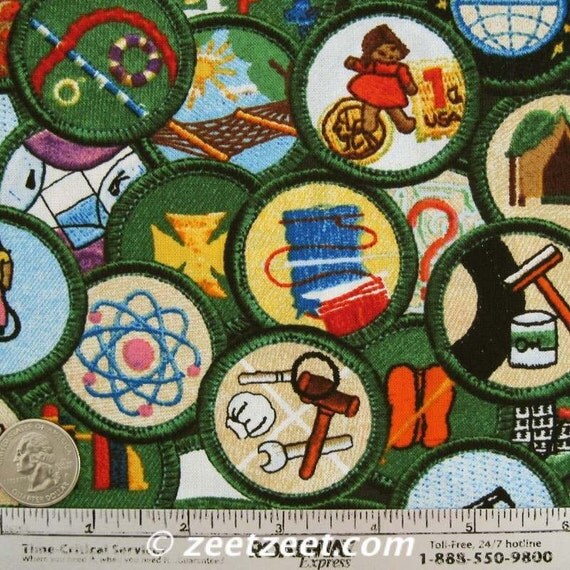 GIRL SCOUT BADGES Quilt Fabric 1 Yard Patches Sash