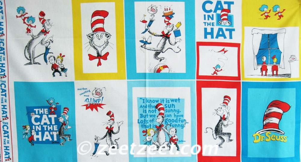 Dr. Seuss Fabric Panel The CAT in The HAT PANEL Celebrate