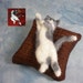 CUSTOM pet portrait DEPOSIT from photos for a Needle-Felted Miniature Cat on a Pillow Sculpture (62812d)