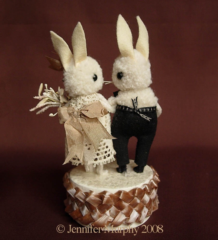  Bunny  Wedding  Cake  Topper  by jennifermurphy on Etsy