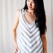 Grey & White Chevron Stripes Back Cut Out Loose Top - S - M