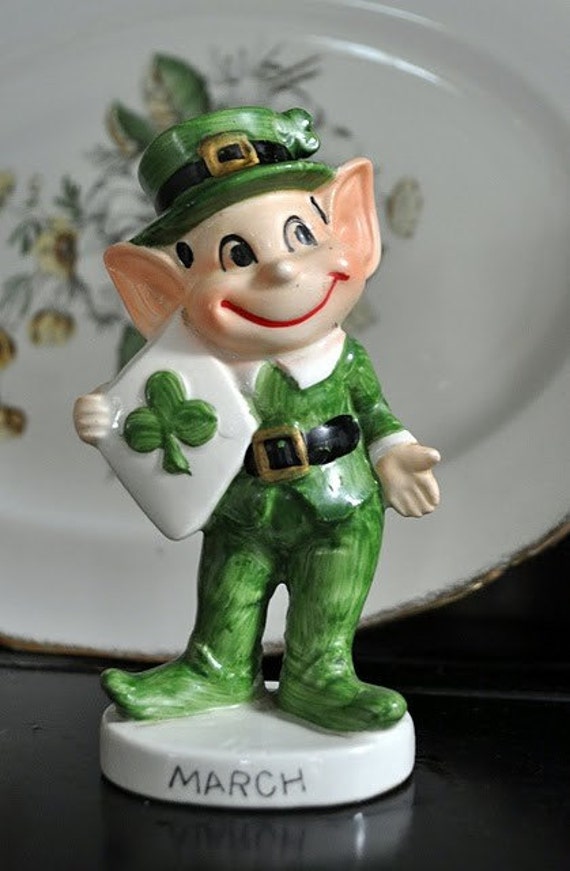 Vintage March Leprechaun Figurine by witchcrafts on Etsy