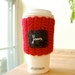 Java Love Paper Cup Cozy Cherry Red Crocheted Recycled Yarn To Go Cosy - READY TO SHIP
