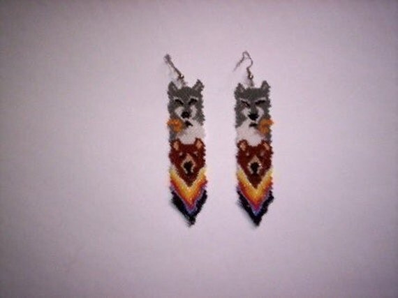 Items similar to Brick Stitch Totem Feather Delica Seed Beading Dangle