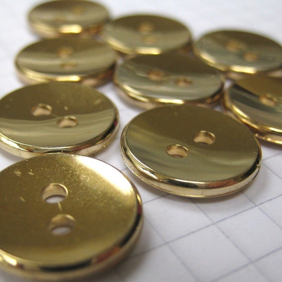 10 Super Shiny Small Gold Buttons