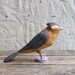 vintage c. 1980s carved wood BLUE JAY with googly eyes // folk art