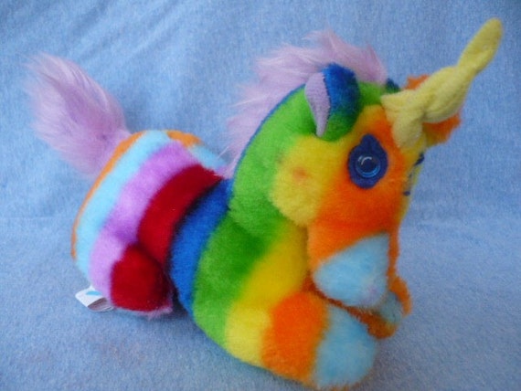 rainbow colored unicorn stuffed animal