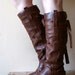 ON HOLD for Monica Taormina Tobacco Brown Leather Tall Boots with Wrap around Leather Straps 9
