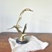 SALE Vintage brass sculpture brass Retro bird sea gulls on black marble base mid century modern penthouse