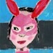 Girl wearing pink bunny mask painting - At Her Best no 169