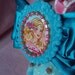 Barbie Big Cameo And Bow Aqua Color Cuff Bracelet