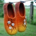 Cherry blossom- handfelted orange slippers/ home shoes HANDMADE ORDER