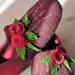 Handfelted wool slippers with roses, color Burgundy, size Us7.5 READY TO SHIP