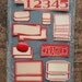 Reserved for June Red Bordered Labels and Dennison Seals - Variety 58 Pack Vintage Style - Numbered Labels - Vintage Style Bordered Labels