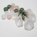 EASTER LILIES Soft Pink Flower Beads with Sage Green and matching spacers handmade artisan lampwork sra