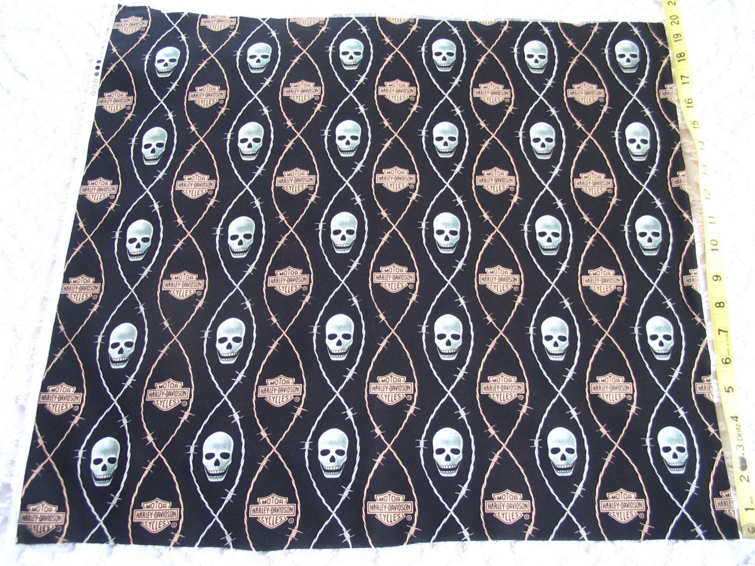 1 2 yard  Harley  Davidson  skulls fabric 