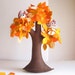 Orange Weeping willow with a family of owls - Felt Tree