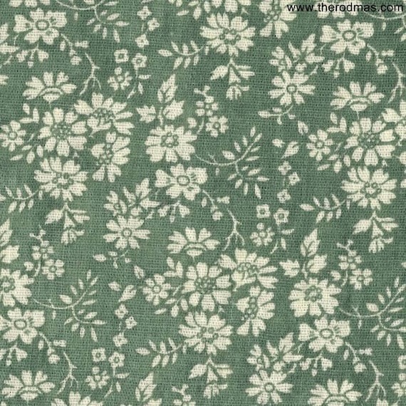 Cotton Floral Fabric Green Floral Fabric 1 by RodmasSupplies