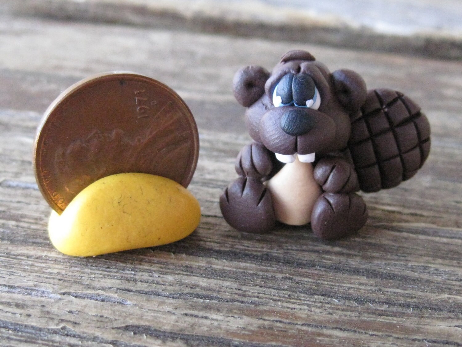 OOAK Polymer Clay BEAVER Handmade Miniature