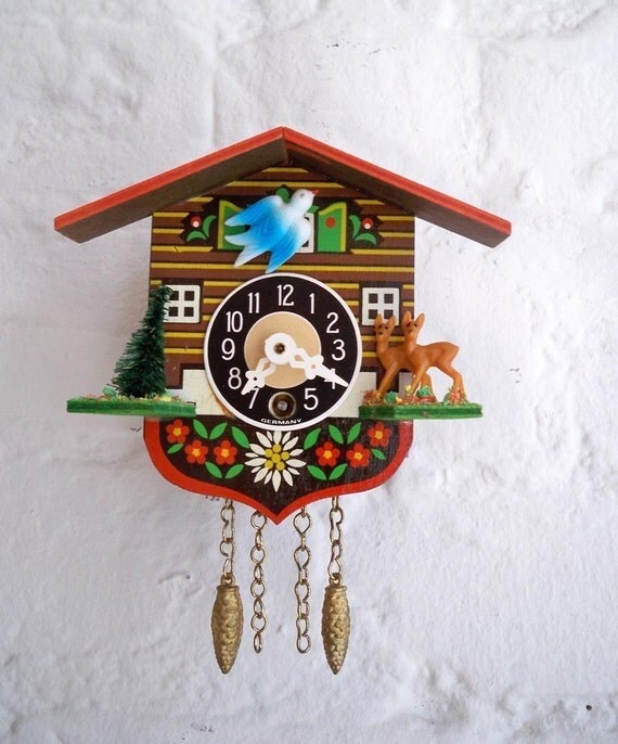 Mini Vintage German Cuckoo Clock Great Working Condition
