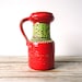 Unique Jasba West Germany Ceramic Vase. Red & Neon Green.