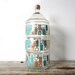 Stackable Glass Turquoise and Gold Bathroom Apothecary Jar