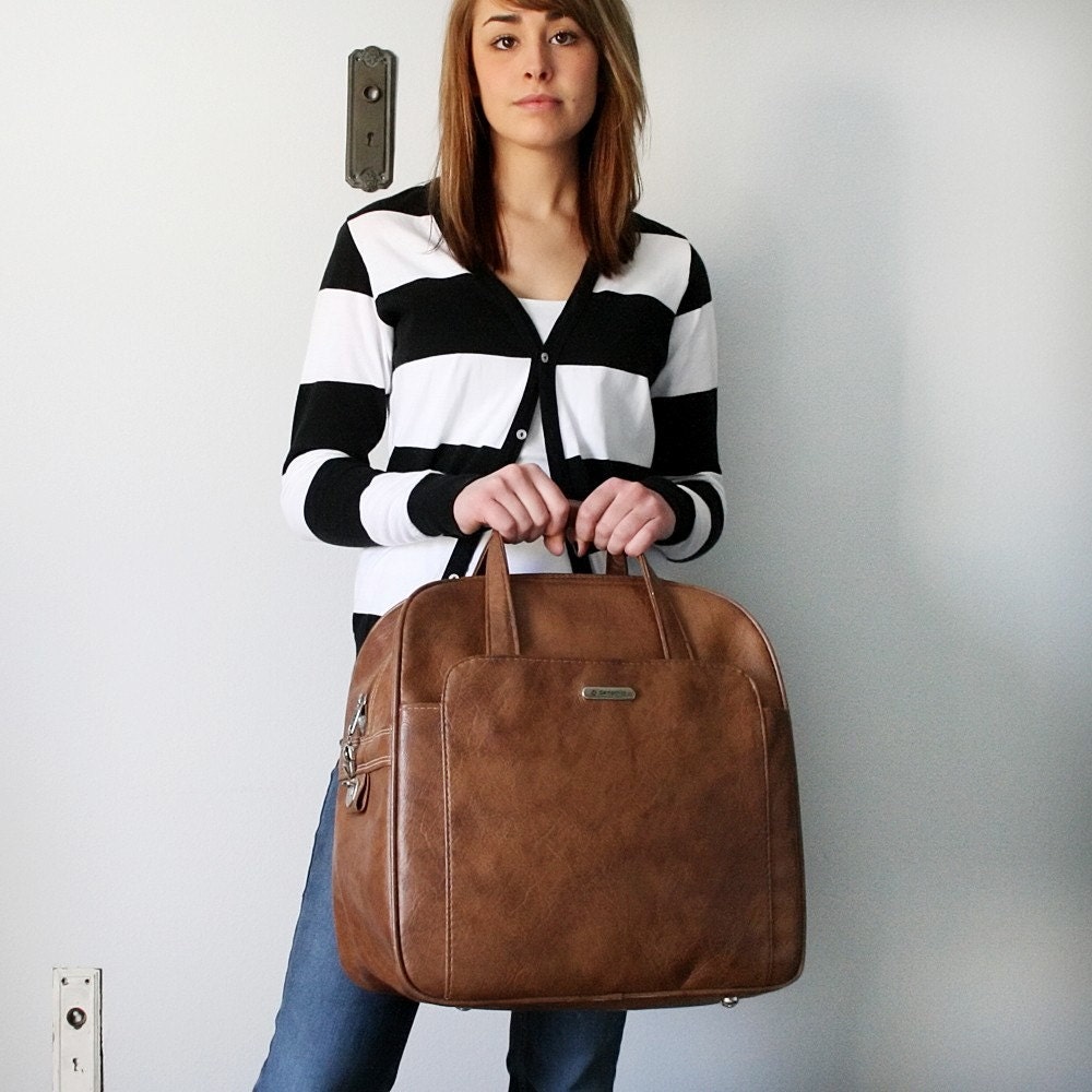 VINTAGE Brown WEEKENDER Tote Bag Luggage by Samsonite
